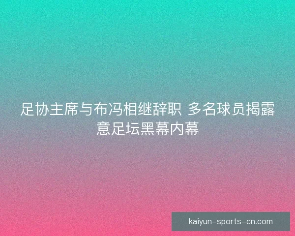 足协主席与布冯相继辞职 多名球员揭露意足坛黑幕内幕